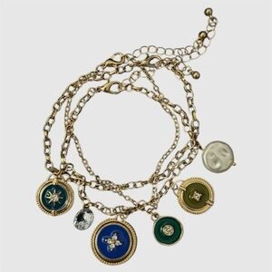 JOE FRESH Gold and Blue Charm Bracelet with zircon
